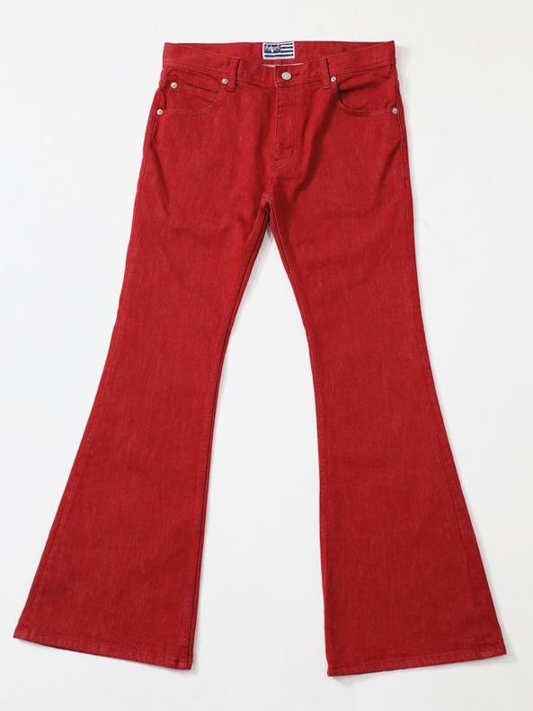 Zimbabwe Cotton Bell Bottoms Jeans Red Color Denim/Unisex