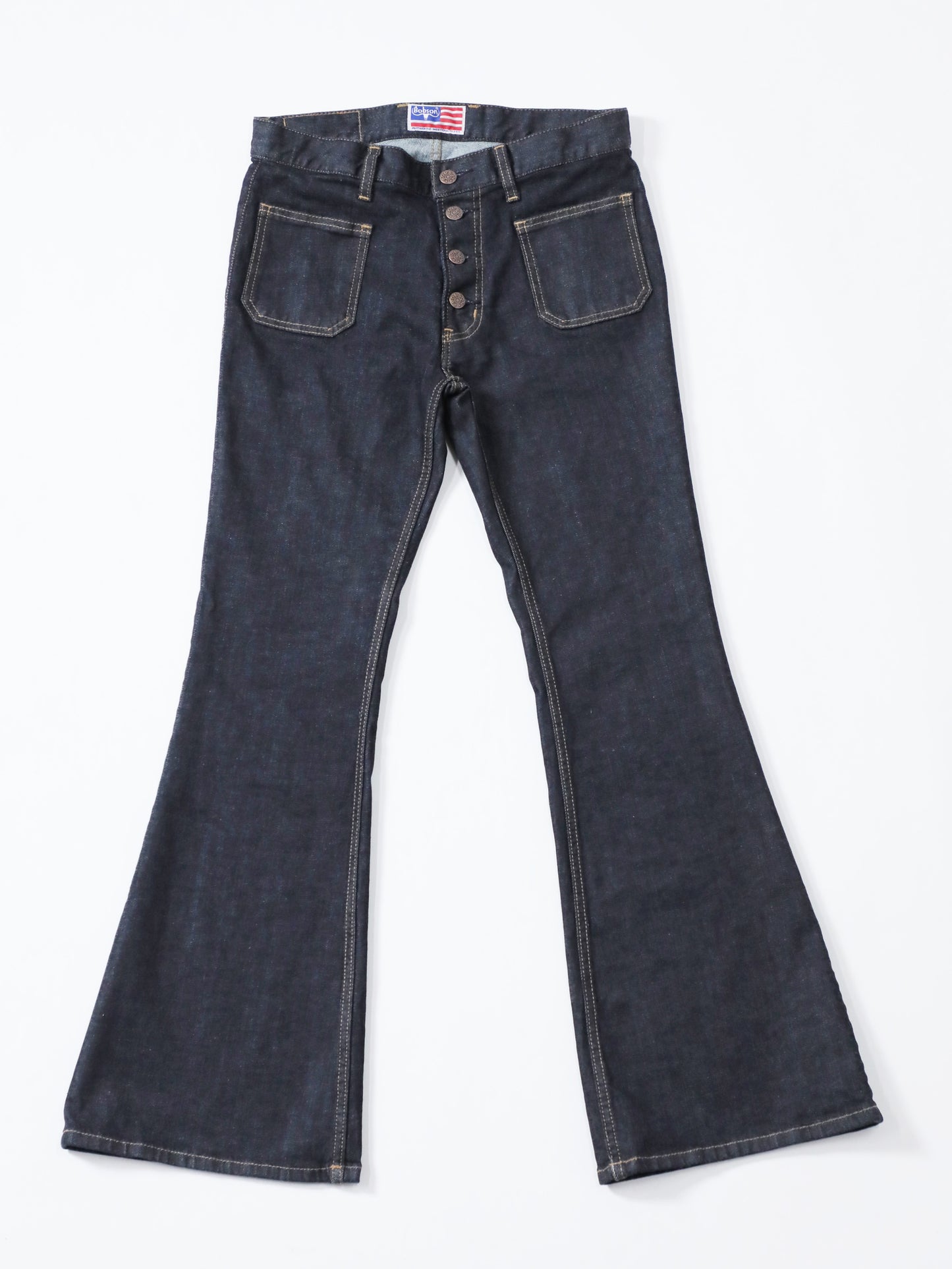 BOBSON | ボブソン | 岡山デニム | ストレッチジーンズ | ジーンズコーデ | カラーバリエーション | 高品質 | ブーツカット | ユニセックス | メンズベルボトム | パンタロン | 1980年代ファッション | 1970年代ファッション | オシャレ上級者 | 足長効果 | ベルボトムジーンズ | ビンテージ加工 | ヴィンテージ加工 | フレアパンツ | バギー | 550型 | レトロ | 70s bell bottom