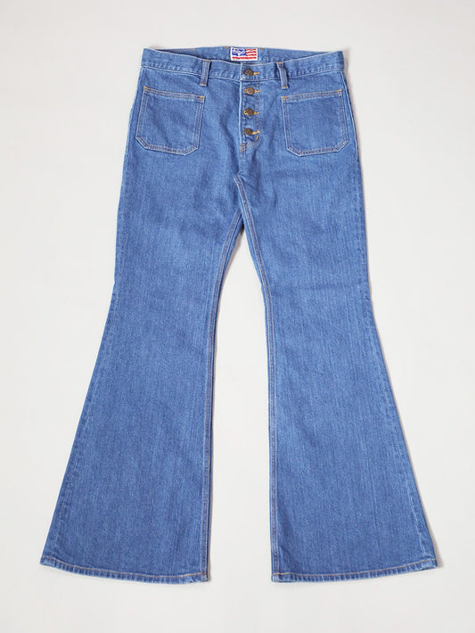 BOBSON | ボブソン | 岡山デニム | ベルボトム | パンタロン | 1980年代ファッション | 1970年代ファション | ブリーチカラー |  70s bell bottom