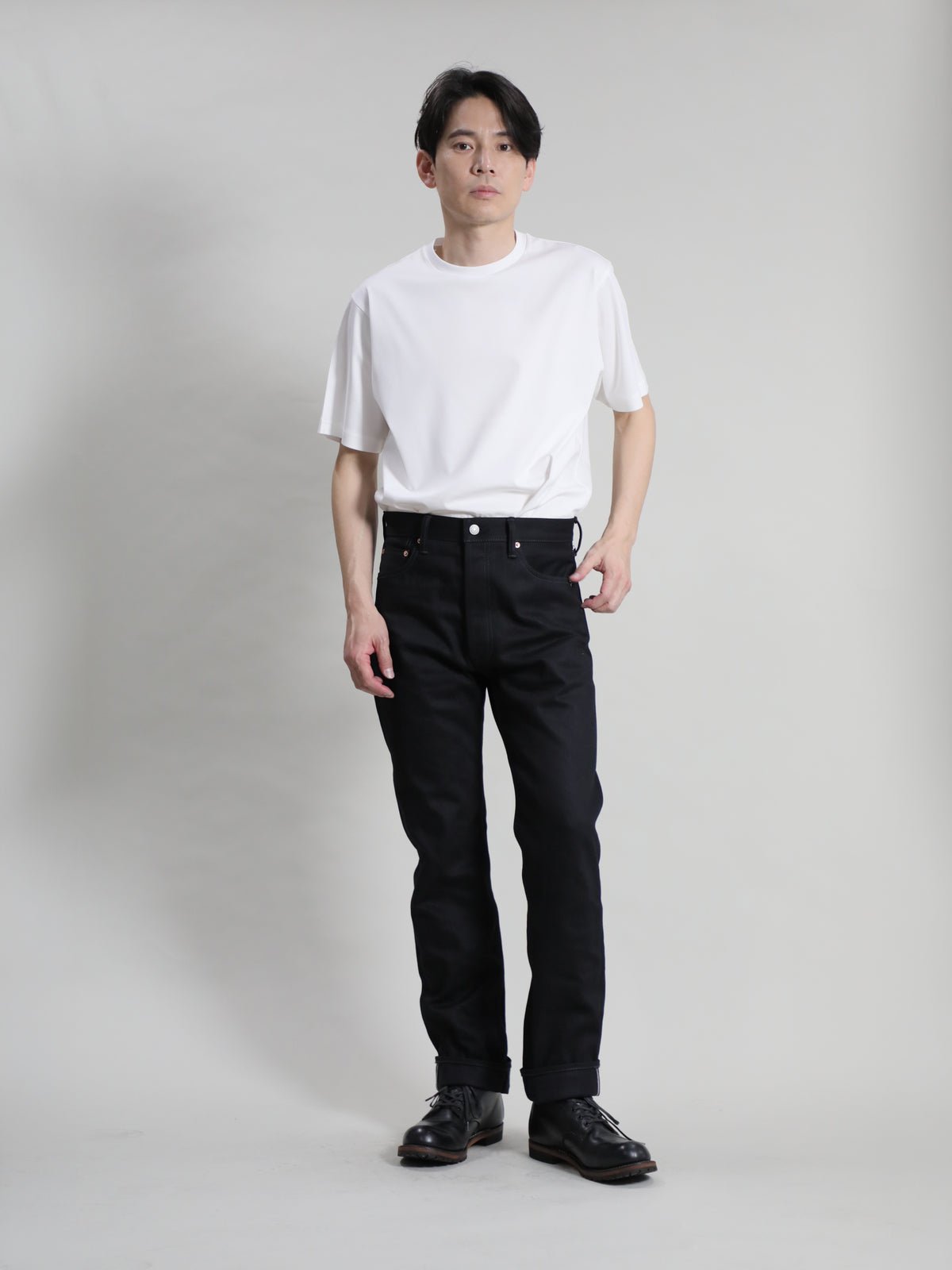 B-1969-XX-J-BK  Selvedge Black Denim Straight Jeans