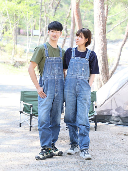 Denim Overalls Salopettes Bleached Color Unisex