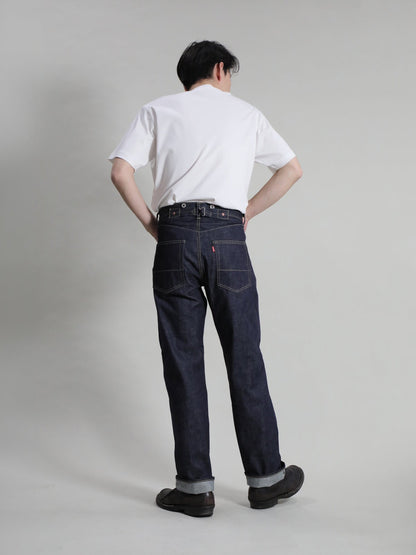B-1969-XX-RR2011-004 Rigid Cinch buckle Jeans made with Selvedge denim from Okayama