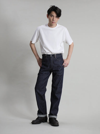 B-1969-XX-RR2011-004 Rigid Cinch buckle Jeans made with Selvedge denim from Okayama