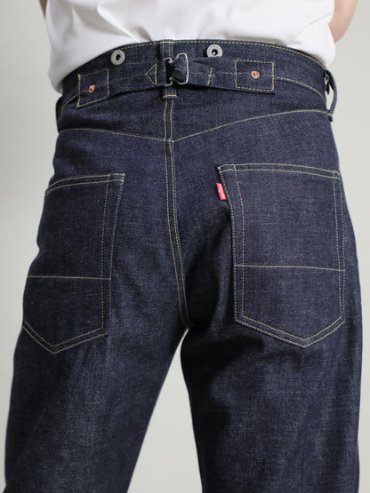 B-1969-XX-RR2011-004 Rigid Cinch buckle Jeans made with Selvedge denim from Okayama