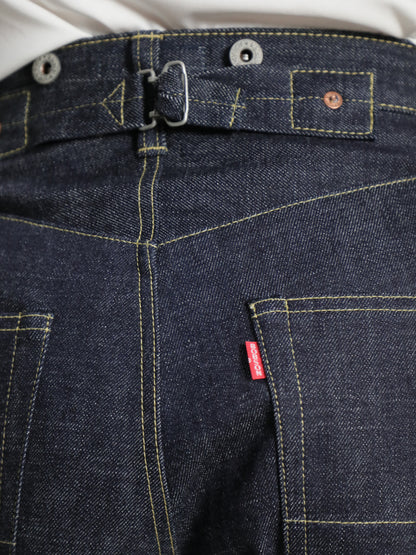 B-1969-XX-RR2011-004 Rigid Cinch buckle Jeans made with Selvedge denim from Okayama