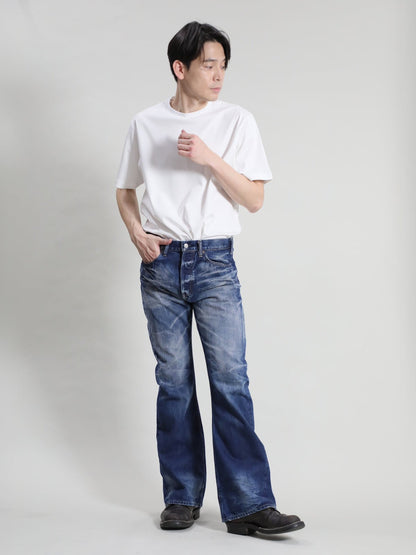B-1969-XX-F-970 Used-Washed Flare Jeans made with Selvedge Denim from Okayama