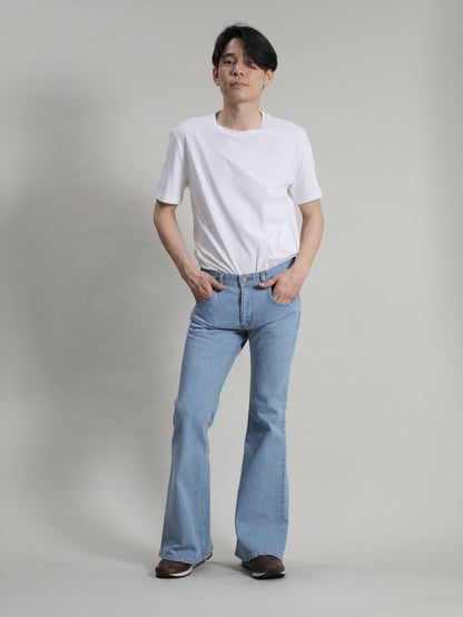 Bell-bottom jeans, retro high-bleach color, unisex, 12.5oz
