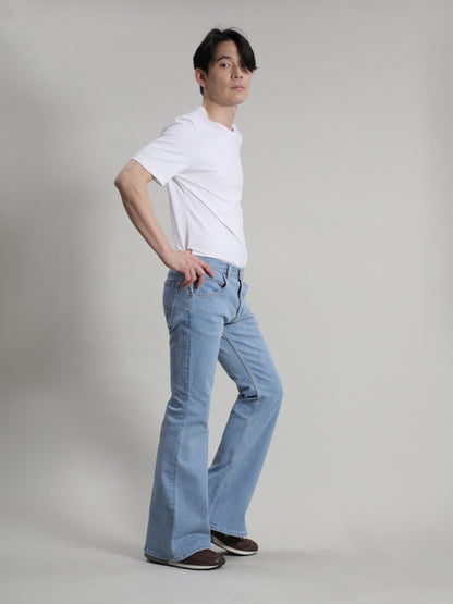 Bell-bottom jeans, retro high-bleach color, unisex, 12.5oz