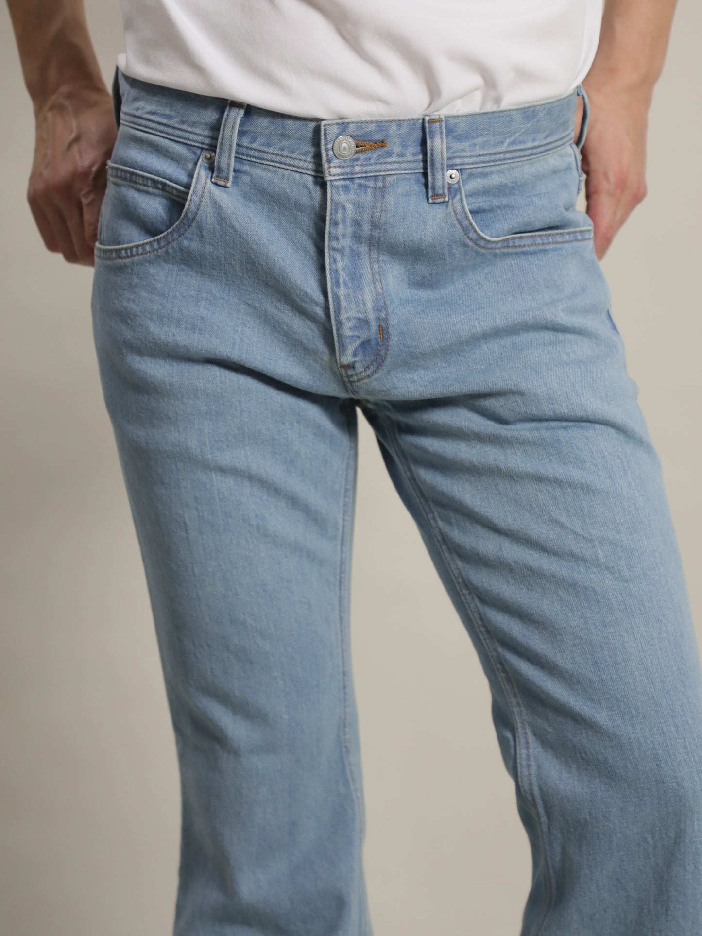 Bell-bottom jeans, retro high-bleach color, unisex, 12.5oz