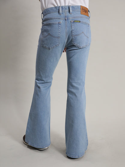 Bell-bottom jeans, retro high-bleach color, unisex, 12.5oz