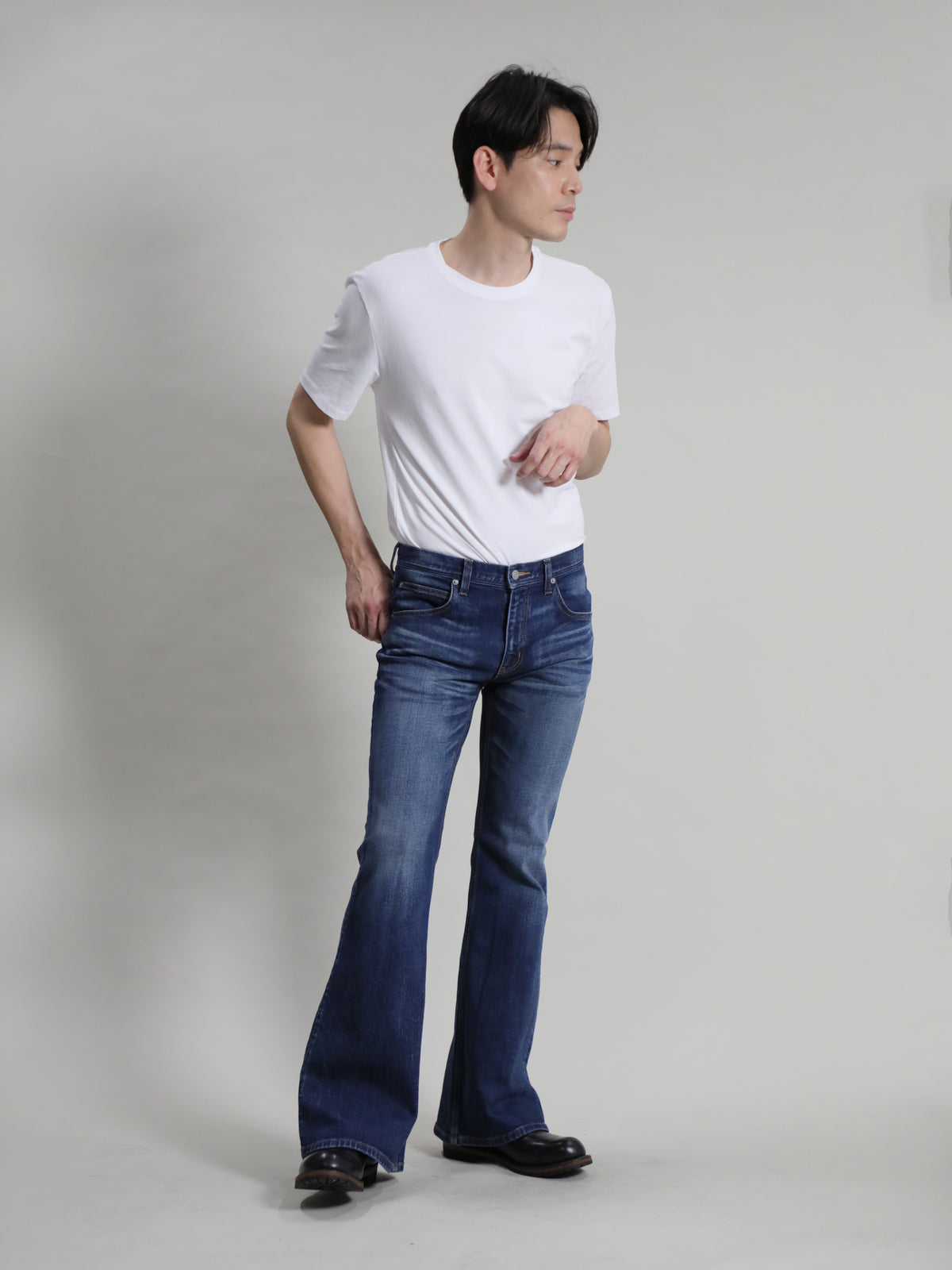 12.5oz Bell-bottom jeans, Distressed Color/unisex