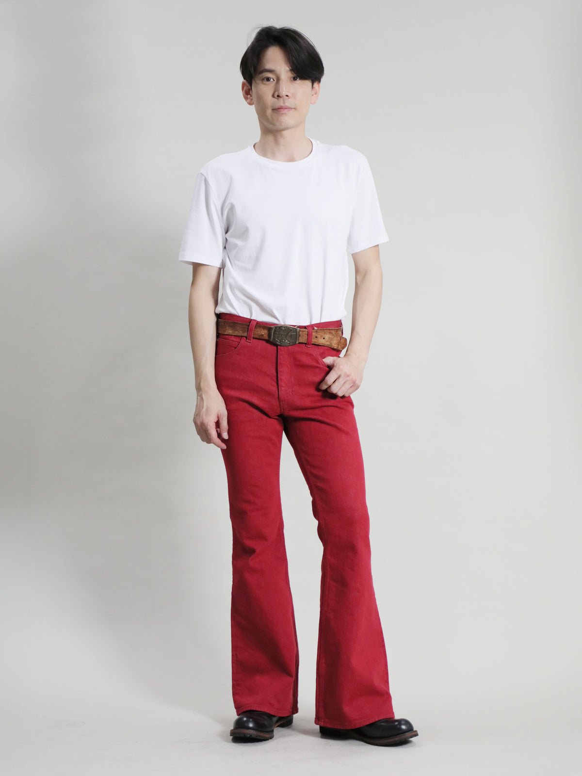 Zimbabwe Cotton Bell Bottoms Jeans Red Color Denim/men's