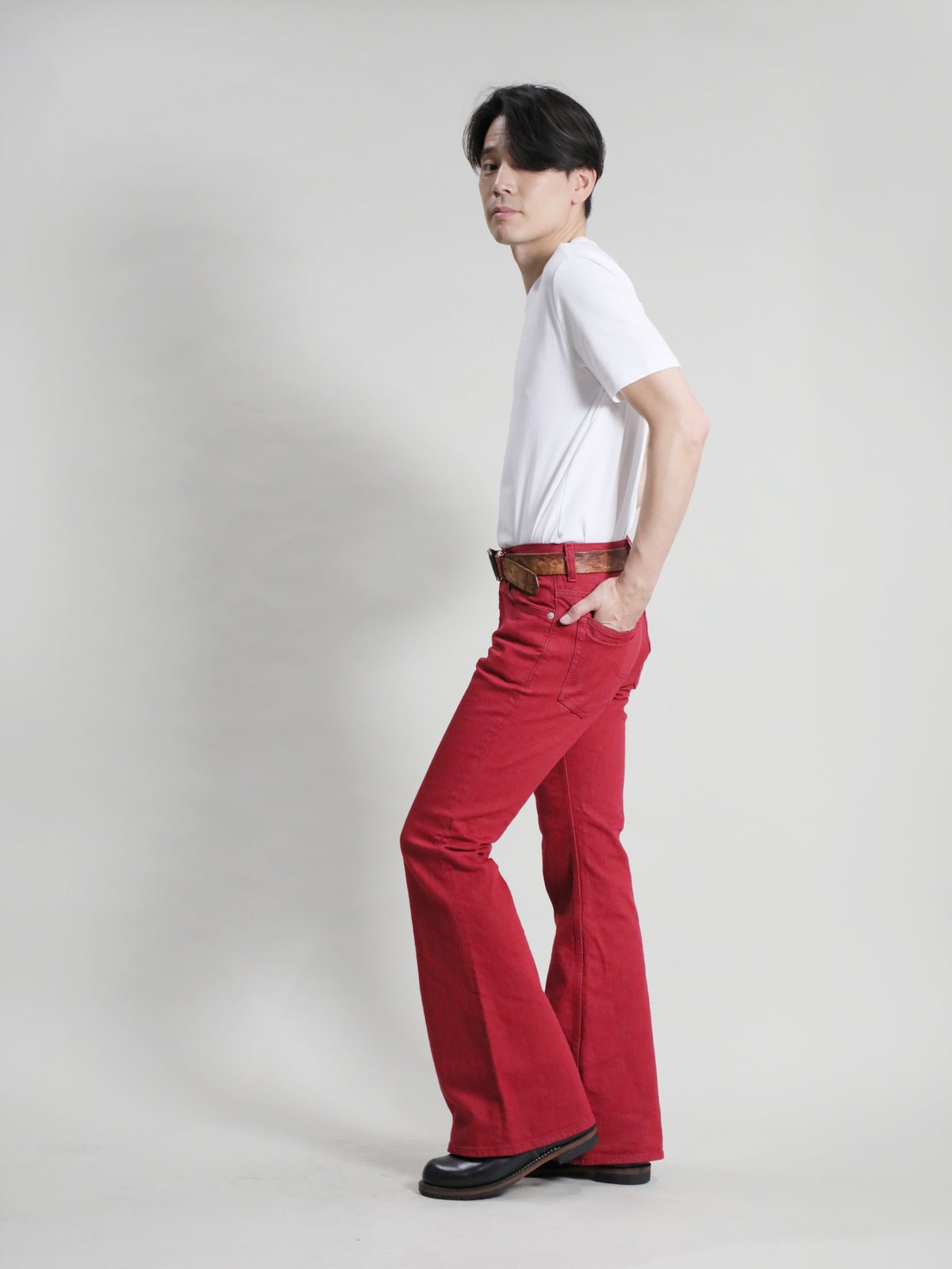 Zimbabwe Cotton Bell Bottoms Jeans Red Color Denim/men's