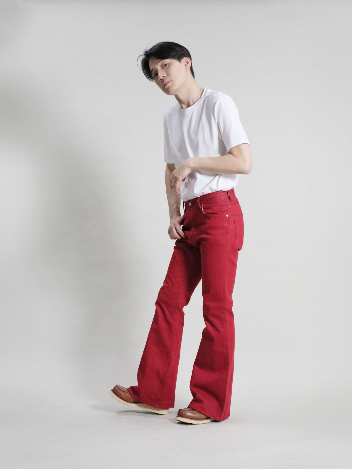 Zimbabwe Cotton Bell Bottoms Jeans Red Color Denim/men's