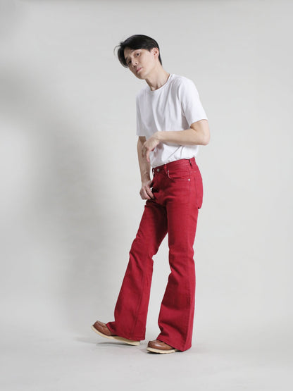 Zimbabwe Cotton Bell Bottoms Jeans Red Color Denim/men's