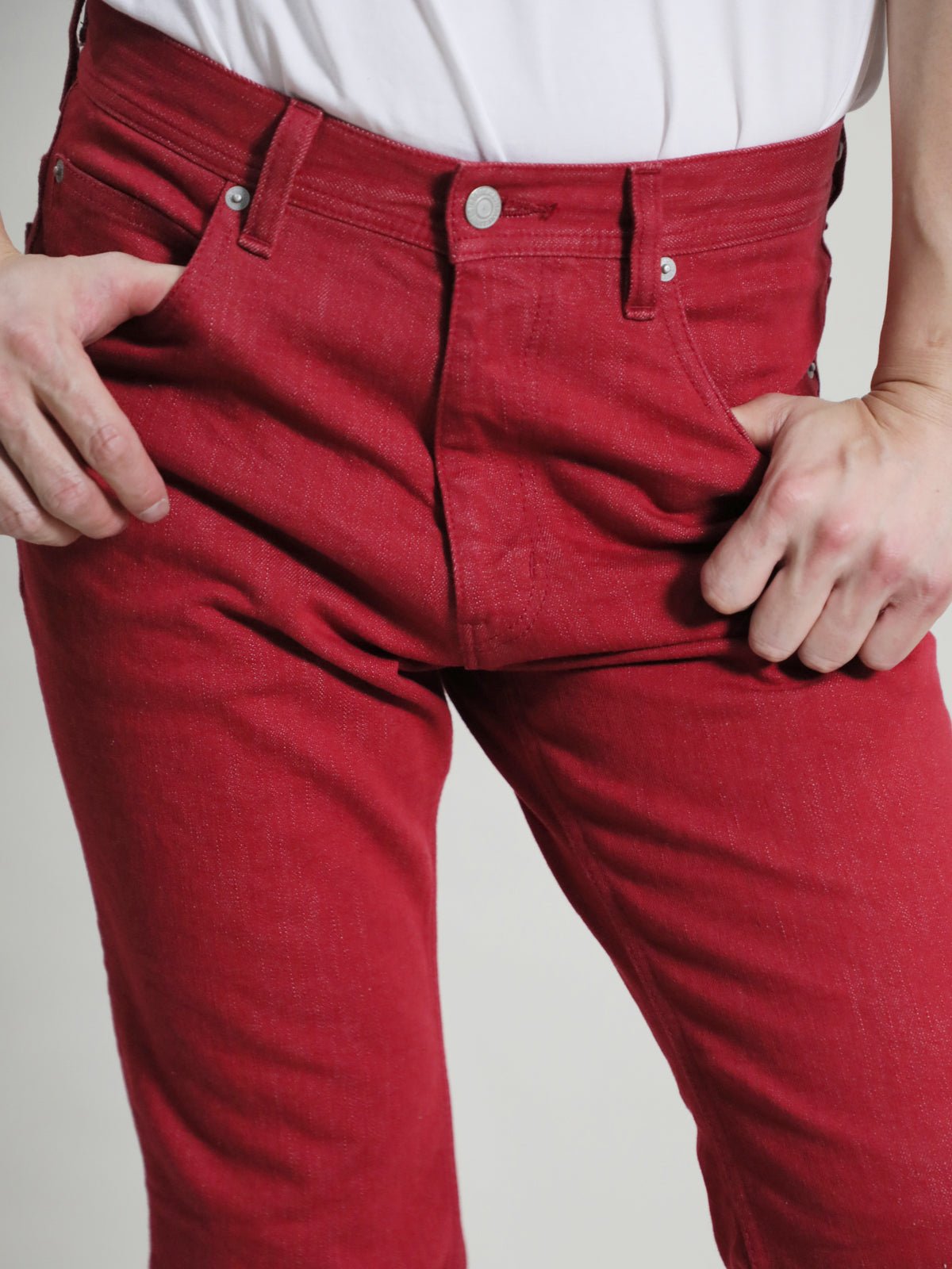 Zimbabwe Cotton Bell Bottoms Jeans Red Color Denim/men's