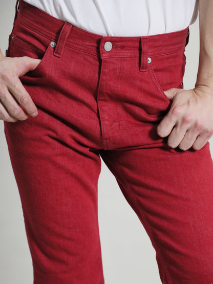 Zimbabwe Cotton Bell Bottoms Jeans Red Color Denim/men's