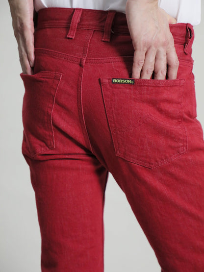 Zimbabwe Cotton Bell Bottoms Jeans Red Color Denim/men's