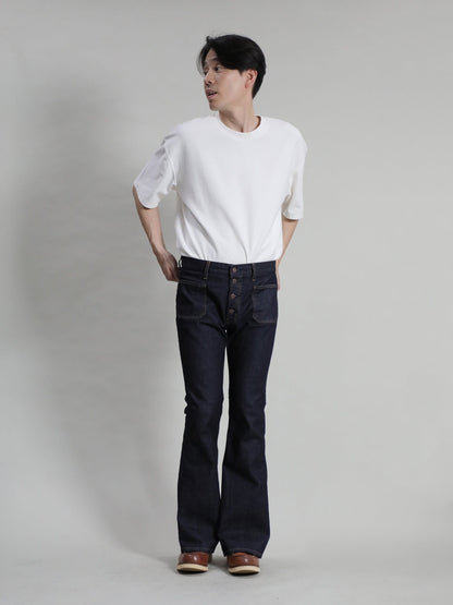 12.5oz Patch Pocket Bell Bottom Jeans 1970s Revival Model One Wash Color/Unisex