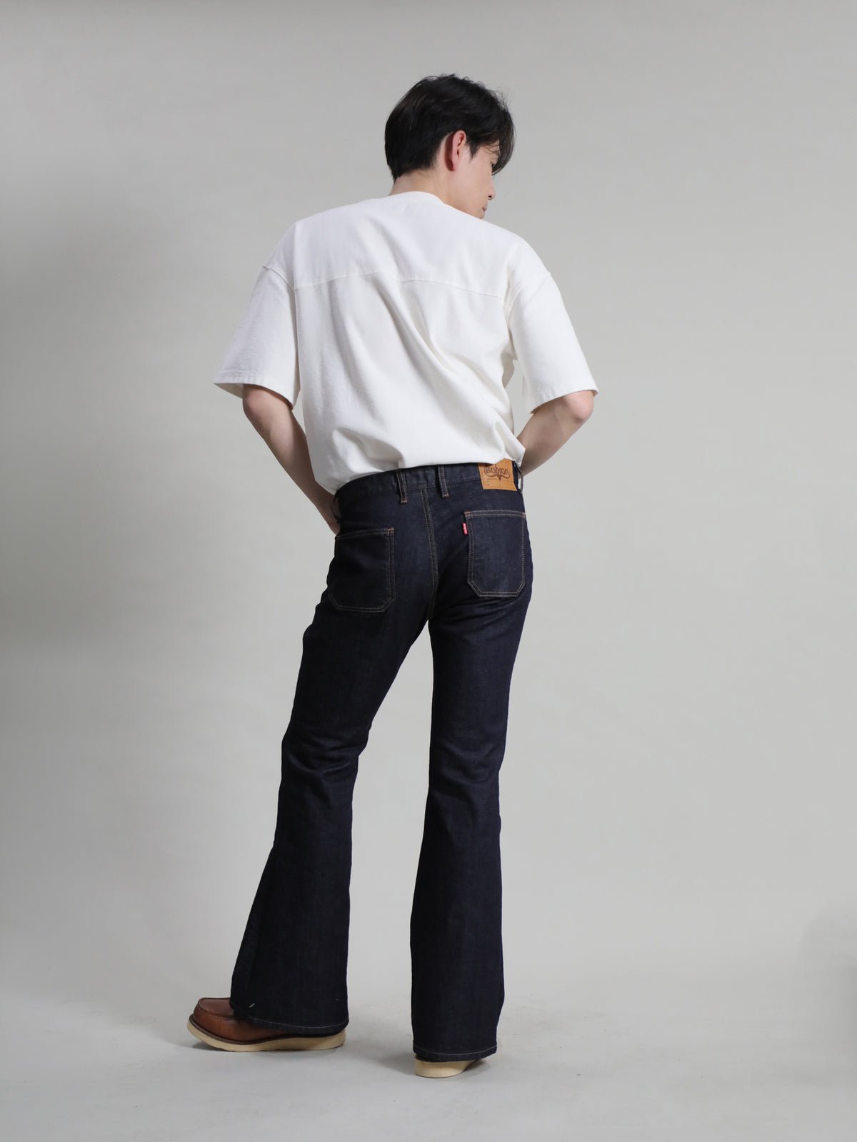 12.5oz Patch Pocket Bell Bottom Jeans 1970s Revival Model One Wash Color/Unisex