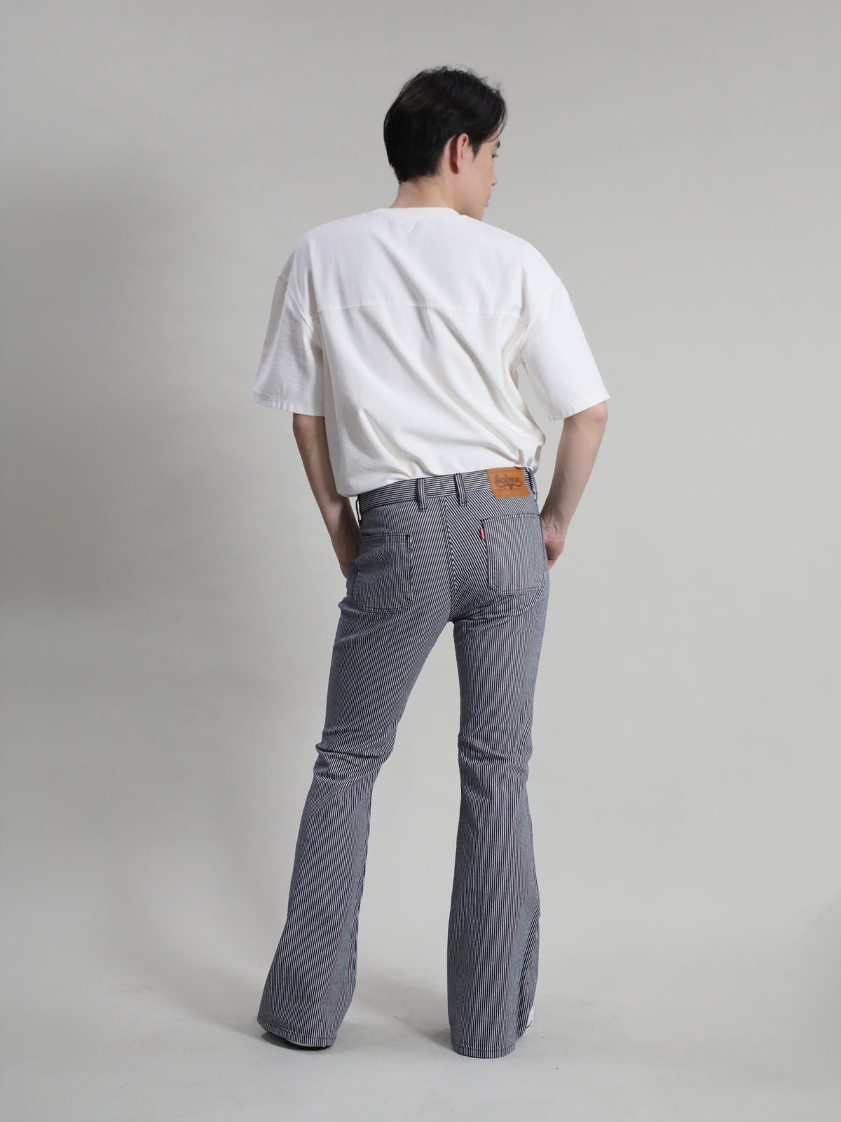 Patch Pocket Hickory Bell Bottom Jeans 1970s Revival Model One Wash Color/Unisex