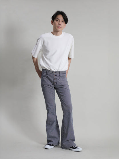 Patch Pocket Hickory Bell Bottom Jeans 1970s Revival Model One Wash Color/Unisex