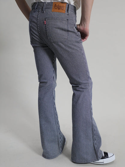 Patch Pocket Hickory Bell Bottom Jeans 1970s Revival Model One Wash Color/Unisex