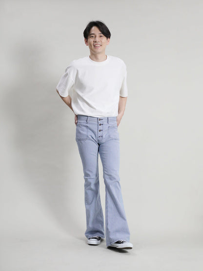 Patch Poke Hickory Bell Bottom Jeans 1970s Revival Model Bleach Color/Unisex