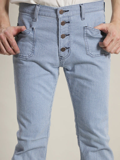 Patch Poke Hickory Bell Bottom Jeans 1970s Revival Model Bleach Color/Unisex