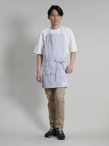 2WAY Denim Apron Zimbabwe Yarn x Okayama Weave Denim [10oz] Bleached Color/Indigo Color Unisex