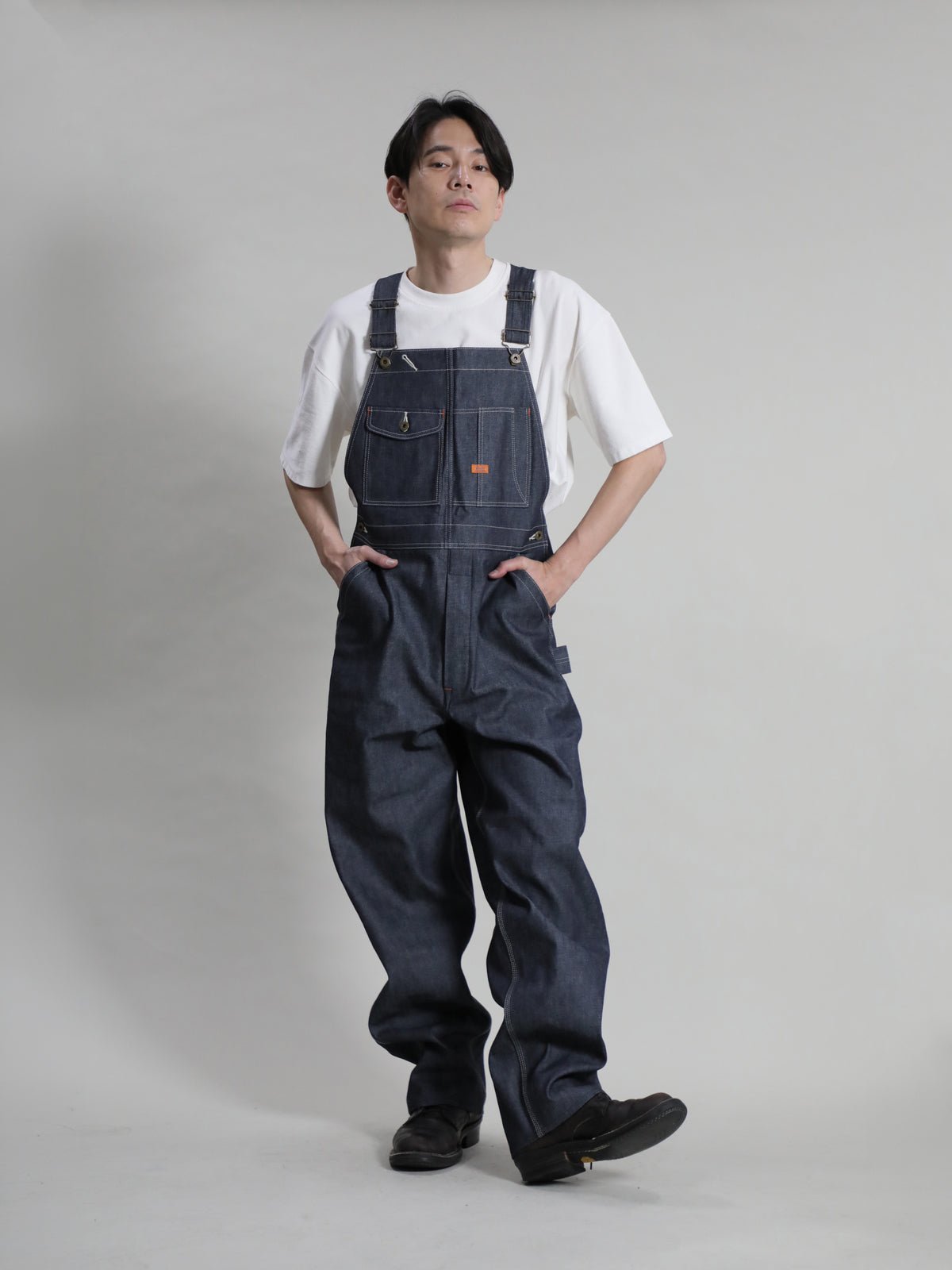 B-1969-XX-O Rigid Denim Overalls made with Selvedge Denim from Okayama