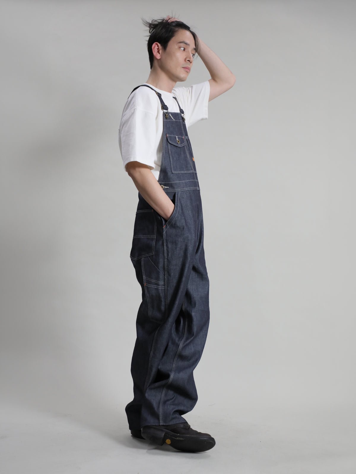 B-1969-XX-O Rigid Denim Overalls made with Selvedge Denim from Okayama