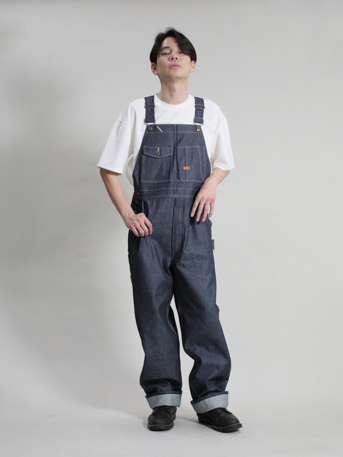 B-1969-XX-O Rigid Denim Overalls made with Selvedge Denim from Okayama