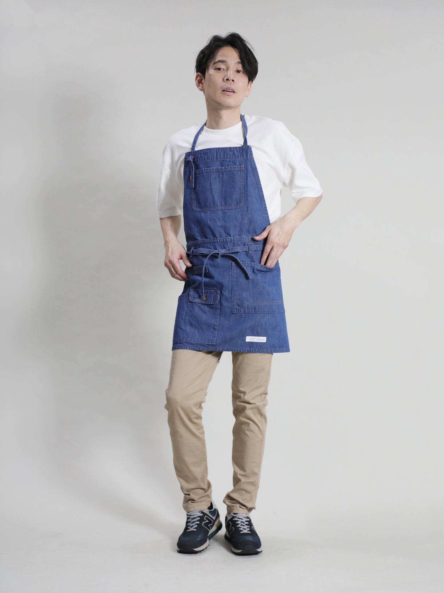2WAY Denim Apron Zimbabwe Yarn x Okayama Weave Denim [10oz] Bleached Color/Indigo Color Unisex