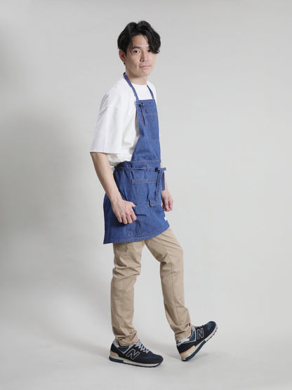 2WAY Denim Apron Zimbabwe Yarn x Okayama Weave Denim [10oz] Bleached Color/Indigo Color Unisex