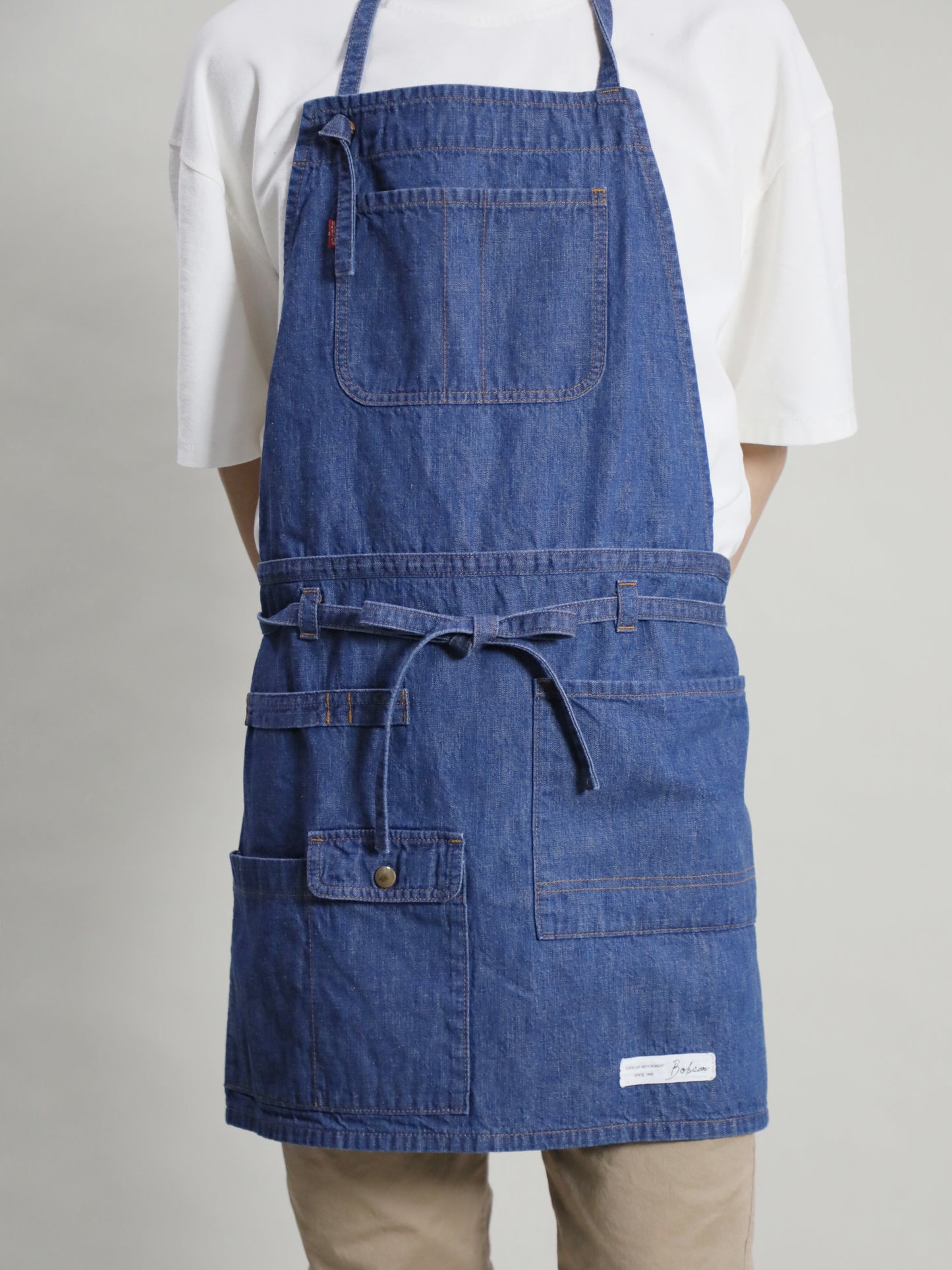2WAY Denim Apron Zimbabwe Yarn x Okayama Weave Denim [10oz] Bleached Color/Indigo Color Unisex