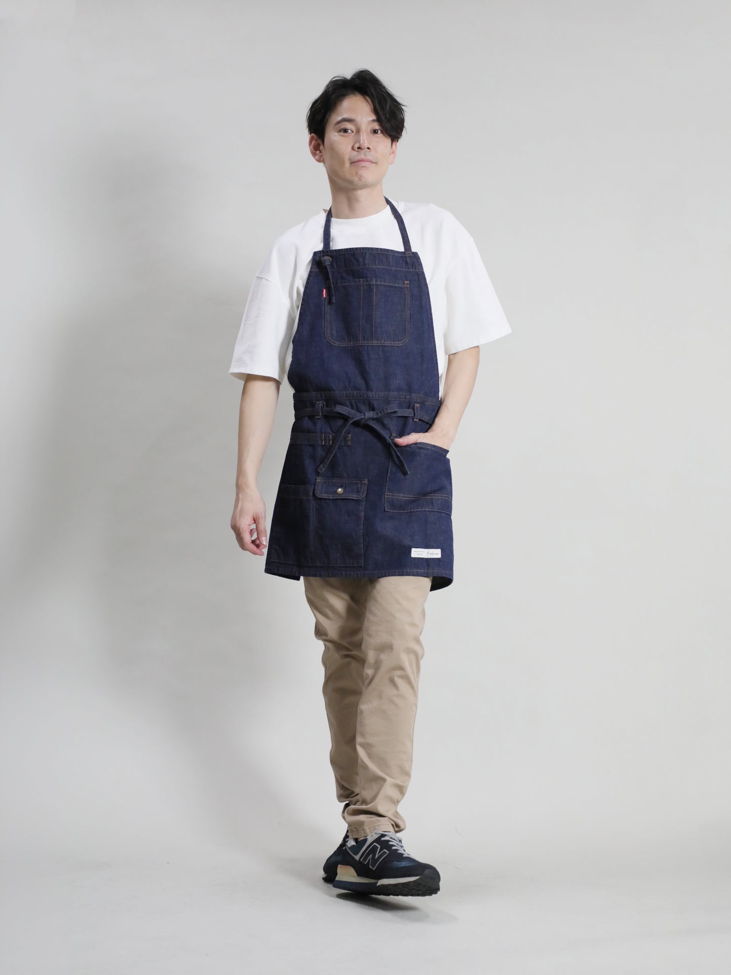 2WAY Denim Apron Zimbabwe Yarn x Okayama Weave Denim [10oz] Bleached Color/Indigo Color Unisex