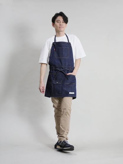 2WAY Denim Apron Zimbabwe Yarn x Okayama Weave Denim [10oz] Bleached Color/Indigo Color Unisex