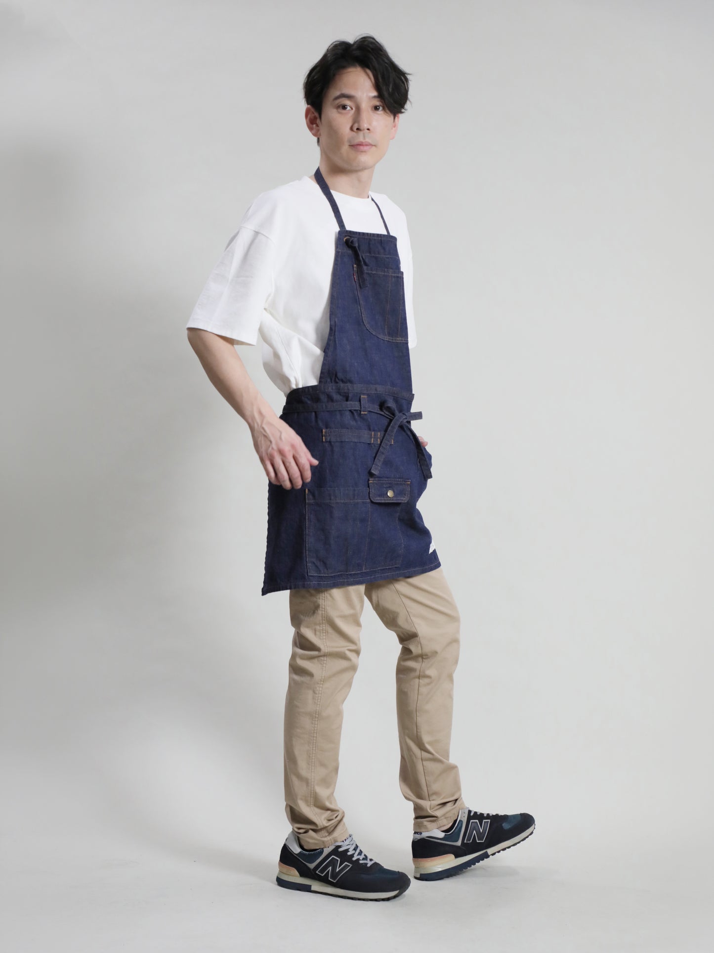 2WAY Denim Apron Zimbabwe Yarn x Okayama Weave Denim [10oz] Bleached Color/Indigo Color Unisex