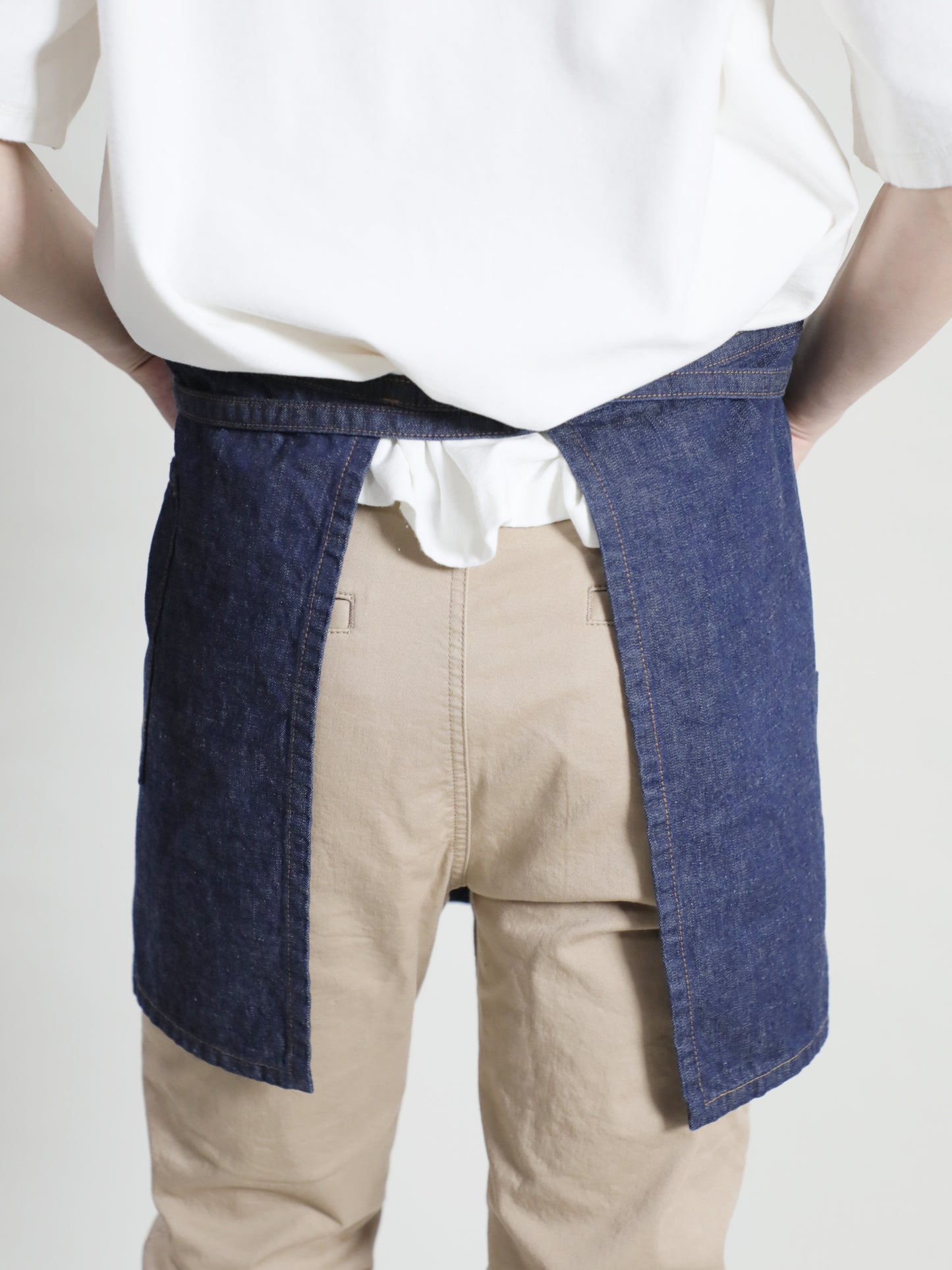 2WAY Denim Apron Zimbabwe Yarn x Okayama Weave Denim [10oz] Bleached Color/Indigo Color Unisex