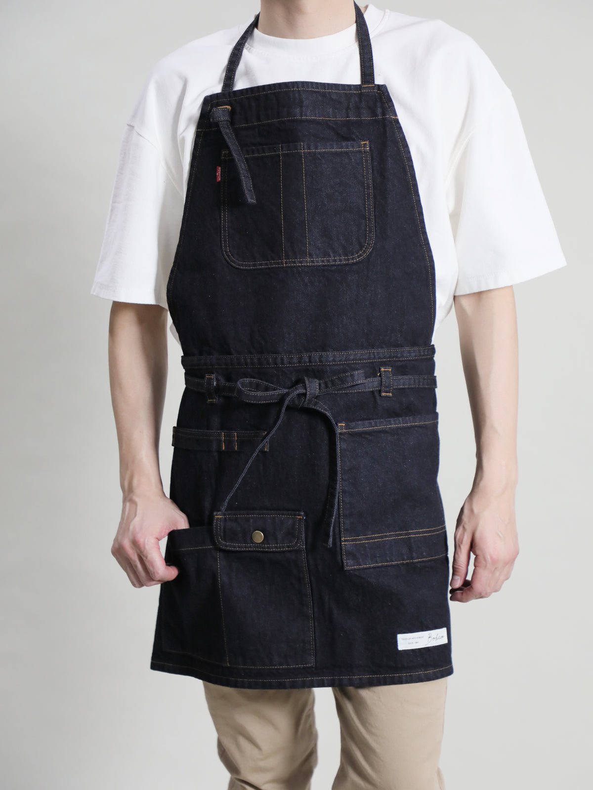 2WAY Denim Apron Okayama Denim [12oz] Bleached Color/Indigo Color