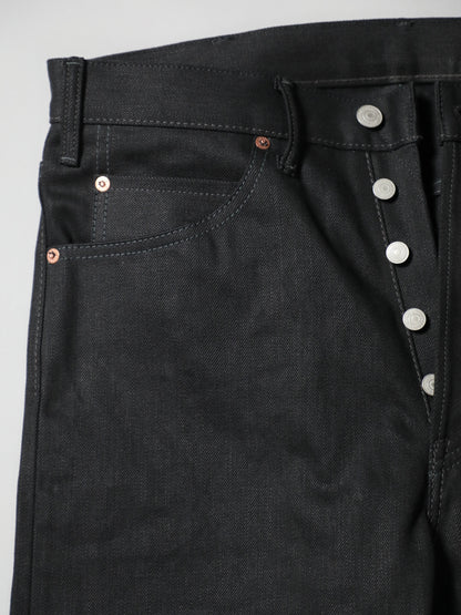 B-1969-XX-F-BK-004 【Okayama-made, vertically and horizontally black selvedge denim】Bell-bottom rigid BELL-BOTTOM BLACK SELVEDGE DENIM RIGID