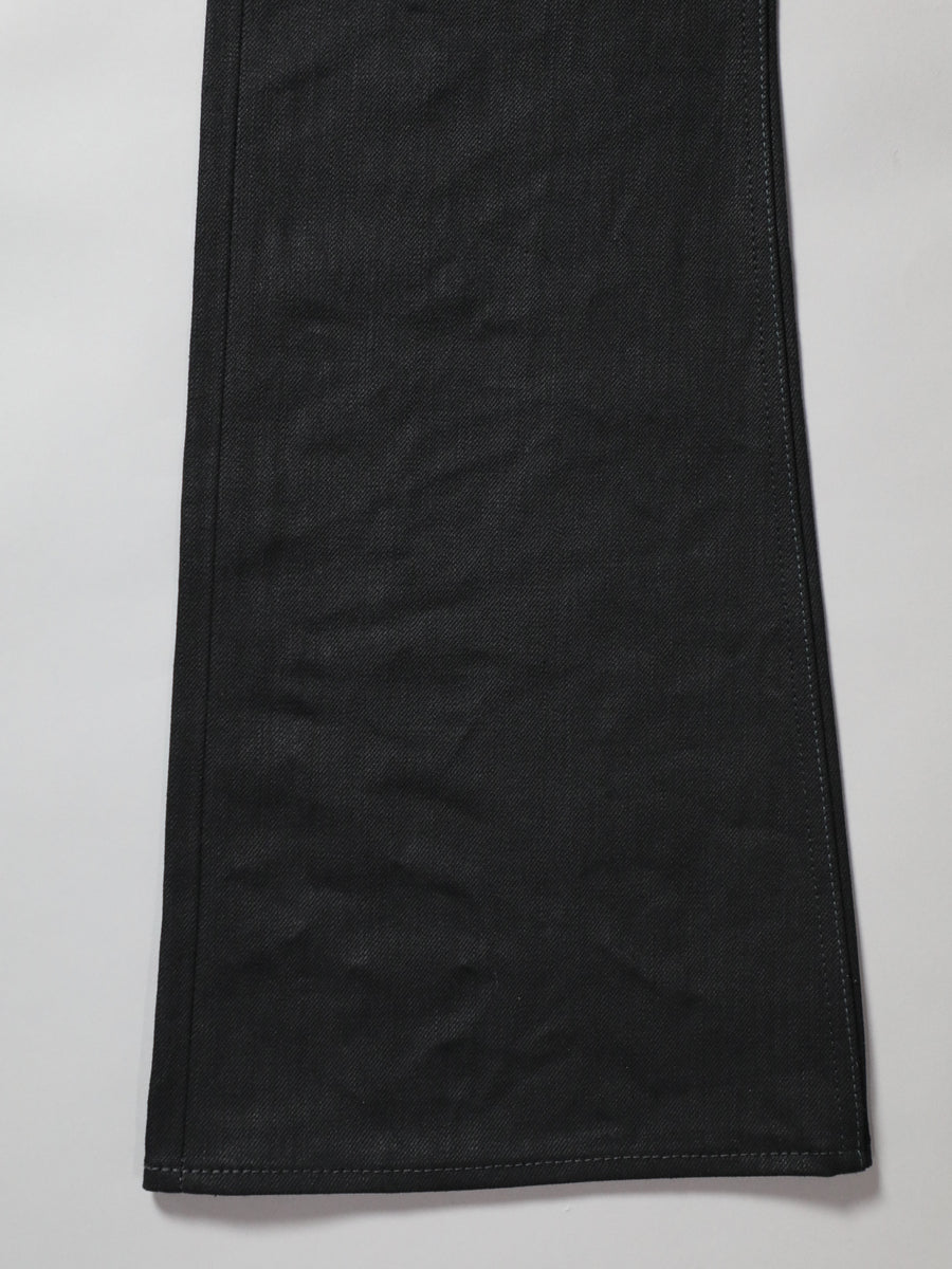 B-1969-XX-F-BK-004 【Okayama-made, vertically and horizontally black selvedge denim】Bell-bottom rigid BELL-BOTTOM BLACK SELVEDGE DENIM RIGID