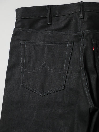 B-1969-XX-F-BK-004 【Okayama-made, vertically and horizontally black selvedge denim】Bell-bottom rigid BELL-BOTTOM BLACK SELVEDGE DENIM RIGID