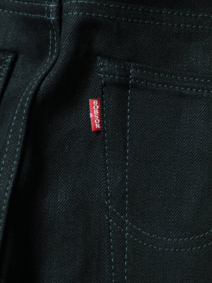 B-1969-XX-F-BK-004 【Okayama-made, vertically and horizontally black selvedge denim】Bell-bottom rigid BELL-BOTTOM BLACK SELVEDGE DENIM RIGID