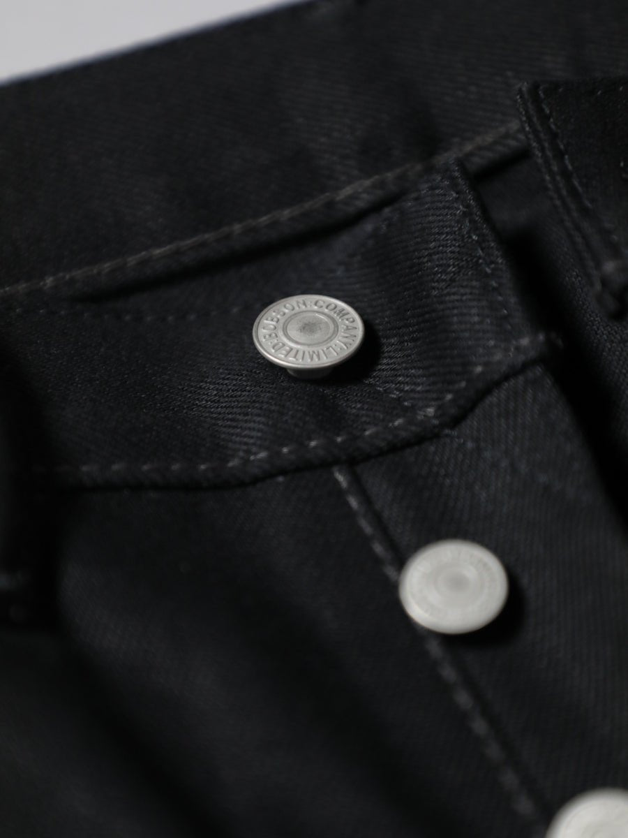 B-1969-XX-F-BK-004 【Okayama-made, vertically and horizontally black selvedge denim】Bell-bottom rigid BELL-BOTTOM BLACK SELVEDGE DENIM RIGID