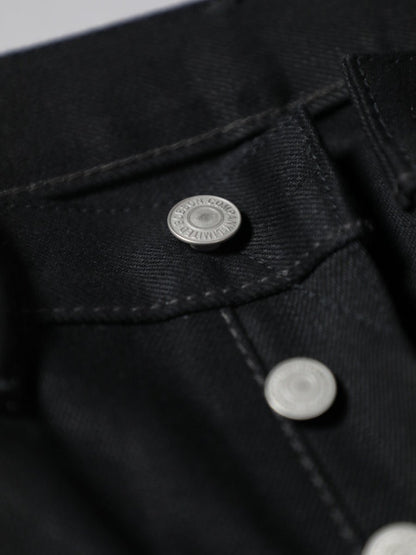 B-1969-XX-F-BK-004 【Okayama-made, vertically and horizontally black selvedge denim】Bell-bottom rigid BELL-BOTTOM BLACK SELVEDGE DENIM RIGID