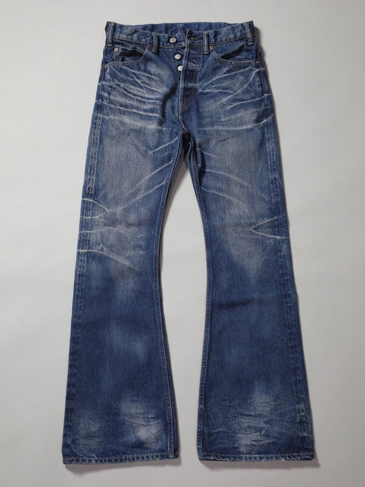 B-1969-XX-F-680 One-Washed Flare Jeans made with Selvedge Denim from Okayama