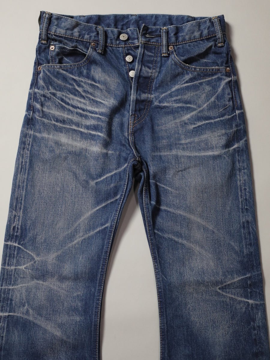 B-1969-XX-F-970 Used-Washed Flare Jeans made with Selvedge Denim from Okayama