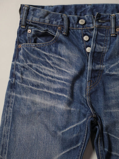 B-1969-XX-F-970 Used-Washed Flare Jeans made with Selvedge Denim from Okayama